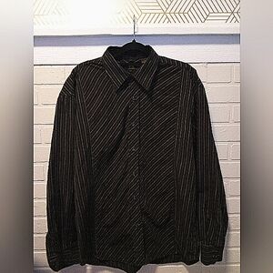 PX Brand Men's Black Striped Shirt